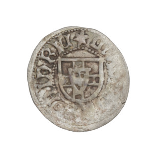 Teutonic szelag, Henryk Reffle von Richtenberg (Grand Master; 1470–1477). Obverse: Teutonic
