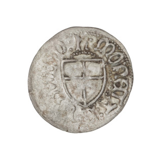 Teutonic szelag, Henryk Reffle von Richtenberg (Grand Master; 1470–1477). Obverse: Teutonic