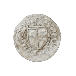 Teutonic szelag, Henryk Reffle von Richtenberg (Grand Master; 1470–1477). Obverse: Teutonic shield