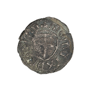 Teutonic szelag, period forgery; original associated with Jan von Tiefen (Grand Master; 1489–1497).