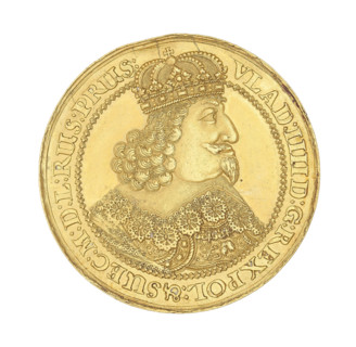 Gdansk four-ducat donative; maker: Gerhard Rogge (fl. 1639–1657); subject: Wladyslaw IV Vasa (King