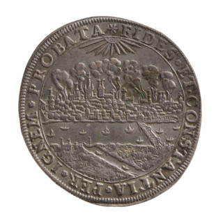 Torun siege medal thaler, Sigismund III Vasa (King of Poland; 1587–1632), medal thaler, Torun