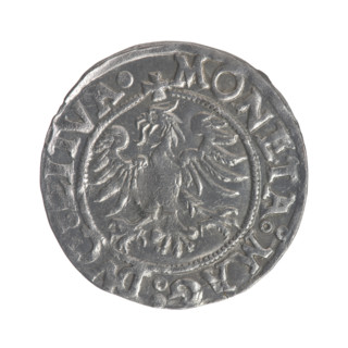 Lithuanian half-grosz, Sigismund II Augustus (King of Poland; 1544–1572), good condition; obverse: