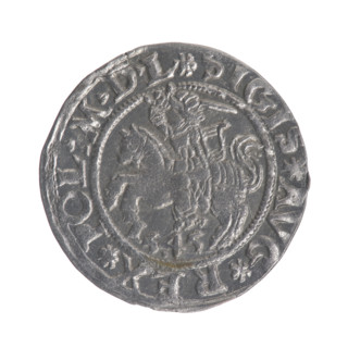 Lithuanian half-grosz, Sigismund II Augustus (King of Poland; 1544–1572), good condition, coats of