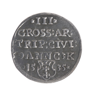 Gdansk trojak, Sigismund I the Old (King of Poland; 1506–1548). Polish coin (Jagiellonians dynasty)