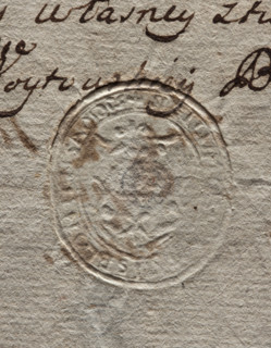 Oval seal impression of the town of Blonie, Masovian Voivodeship. On the decorative shield is the