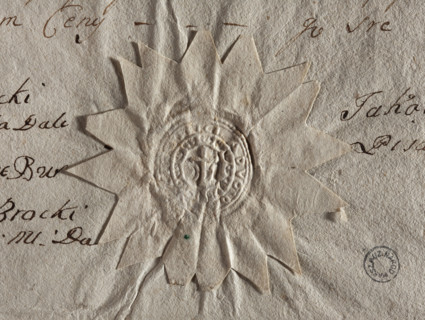 Round seal impression of the town of Daleszyce, Sandomierz Voivodeship, Checiny County. In the