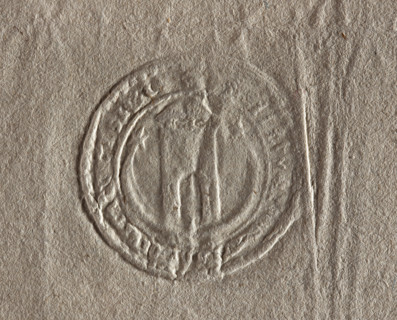 Round seal impression of the city of Kazimierz Dolny. On a crescent with illuminated stars at the
