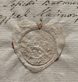 Round imprint of the municipal seal of Polaniec, Poland (1778). Depicts a royal eagle standing,