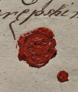 Round seal impression of the town of Zaklików, Lublin Voivodeship. The design of the seal is
