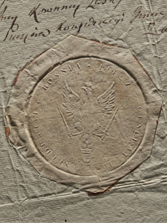 Round seal of the General Crown Confederation. The crowned eagle holds a scepter and a sword.