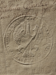 Round seal impression of the Civil-Military Order Commission of the Gniezno Voivodeship and Kcynia