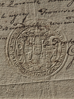 Round seal impression of the Civil-Military Order Commission of the Kalisz Voivodeship. Oval