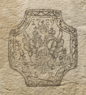 Customs house receipt in Dubienka. In the upper left corner a printed mark — a crowned eagle.