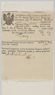 printed mark of the customs chamber in Warsaw; customs chamber; customs seals; document seals;