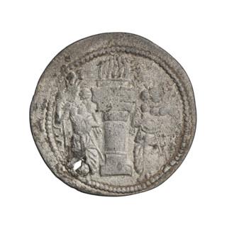 drachma, Bahram I (ruler of Persia; 271-274), busts, crowns, Iran, korymbos, Persia, fire altar,