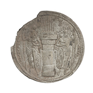 Drachma of Bahram I (ruler of Persia; reign c. 271–274). Obverse: Bust of Bahram I wearing a crown