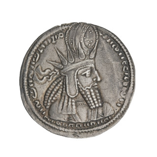 drachma, Bahram I (ruler of Persia; 271–274), bust, Iran, Persia, Sassanid Kingdom, korymbos,
