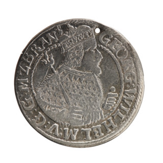 Obv.: Bust facing right in mitre and electoral mantle; right hand holding a sceptre, left resting