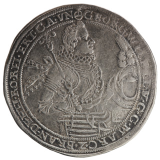 Thaler, eagles, male busts in armor; George William of Hohenzollern (Elector of Brandenburg; Prince