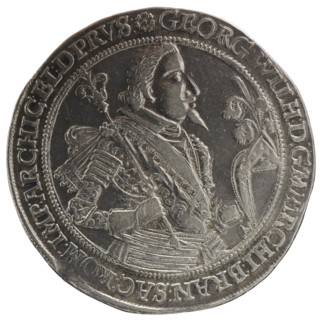 Thaler. Obverse: torso facing right in collar and decorative armour girded with a sash, sceptre in