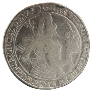 Thaler, ca. 1630, obverse: Male torso facing right in collar and decorative armour girded with a