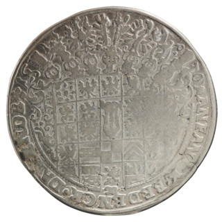 Thaler, ca. 1630. Obverse: male bust facing right in collar and decorative armour girded with a