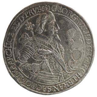 Thaler, Koch, Dawid, Ernest Pfahler, publisher; male bust in armour, coats of arms; George William