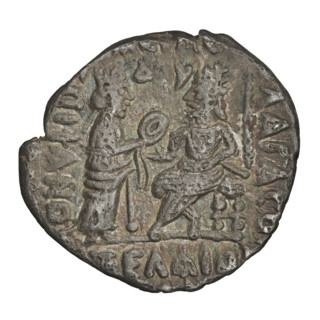 Tetradrachm of Vologases IV (king of the Parthians; reign 147–191). Obverse: diademed head of