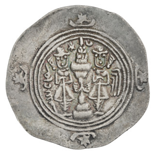 drachma, Kavadh I (ruler of Persia; 488–496 and 498–531), busts, wings, altars, crowns, Iran,