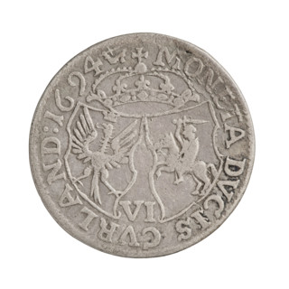 Obverse: In the border a male bust in armor and a wig turned to the right, separating the