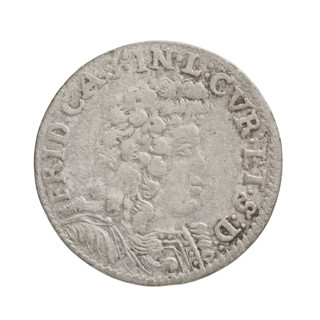 Obverse: in border, male bust in armor with wig facing right, dividing rim inscription 'FRID:CAS:IN