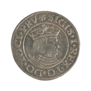 Gdansk grosz, Sigismund I the Old (King of Poland; 1506–1548). Polish coin, Jagiellon dynasty.