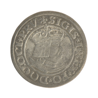 Gdansk grosz, Sigismund I the Old (King of Poland; 1506–1548). Polish coin, Jagiellon dynasty.