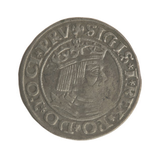 Gdansk grosz, Sigismund I the Old (King of Poland; 1506–1548). Polish coin, Jagiellon dynasty.