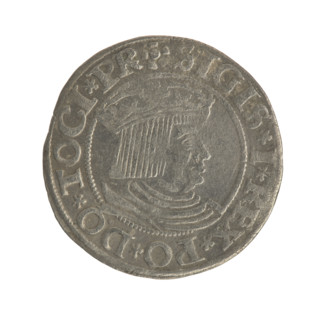 Gdansk grosz, Sigismund I the Old (King of Poland; 1506–1548). Polish coin, Jagiellon dynasty.