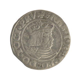 Gdansk grosz, Sigismund I the Old (King of Poland; 1506–1548). Polish coin of the Jagiellon dynasty