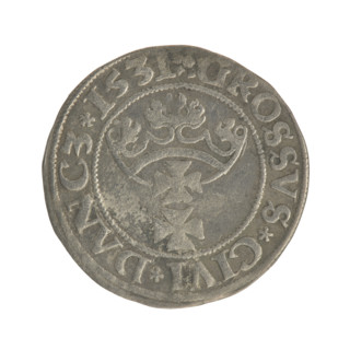 Gdansk grosz, Sigismund I the Old (King of Poland; reign 1506–1548). Polish coin, Jagiellon dynasty