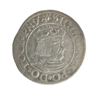 Gdansk grosz, Sigismund I the Old (King of Poland; 1506–1548). Polish coin, Jagiellon dynasty.