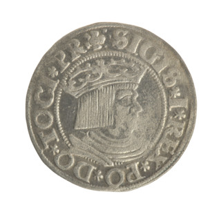 Gdansk grosz, Sigismund I the Old (King of Poland; 1506–1548). Polish coin, Jagiellon dynasty.