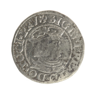 Gdansk grosz, Sigismund I the Old (King of Poland; 1506–1548). Polish coin, Jagiellon dynasty.