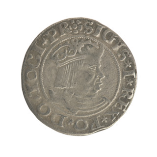 Gdansk grosz, Sigismund I the Old (King of Poland; 1506–1548). Polish coin, Jagiellon dynasty.