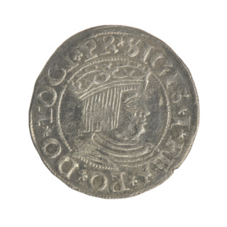 Gdansk grosz, Sigismund I the Old (King of Poland, 1506–1548). Silver coin (1531). Obverse: Crowned