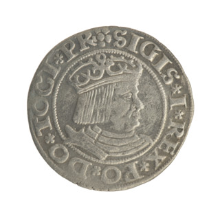 Gdansk grosz, Sigismund I the Old (King of Poland; 1506–1548). Polish coin (1531). Obverse: Crowned