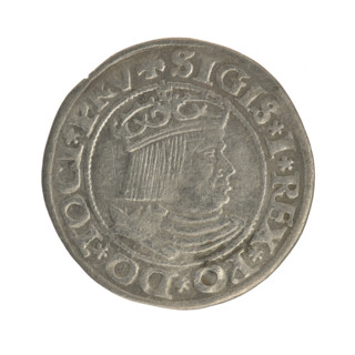 Gdansk grosz, Sigismund I the Old (King of Poland; 1506–1548). Polish coin, Jagiellon dynasty.
