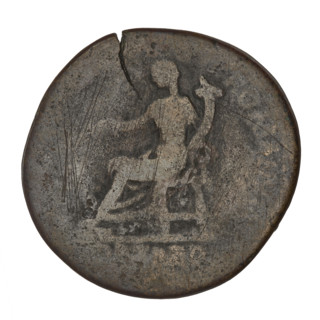 sestertius, Trajan (53–117; Roman emperor 98–117); obverse: head of Trajan in laurel wreath facing