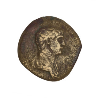 Dupondius, Trajan (53–117; Roman emperor 98–117). Obverse: bust of Trajan with laurel wreath and
