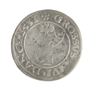 Gdansk grosz, Sigismund I the Old (King of Poland; 1506–1548). Polish coin, Jagiellon dynasty.