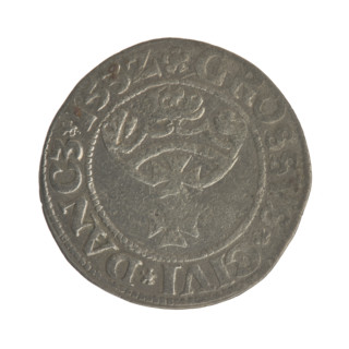Gdansk grosz, Sigismund I the Old (King of Poland; 1506–1548). Silver coin (grosz), 1532. Obverse: