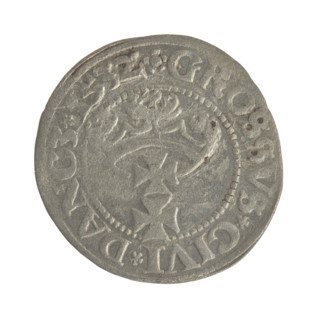 Gdansk grosz, Sigismund I the Old (King of Poland; 1506–1548). Obverse: Crowned male bust in
